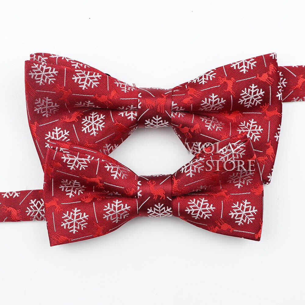 Pajarita de Papá Noel, padre e hijo, conjunto de poliéster, copo de nieve, para Navidad, para hombres y niños, accesorio para corbata: Set 5