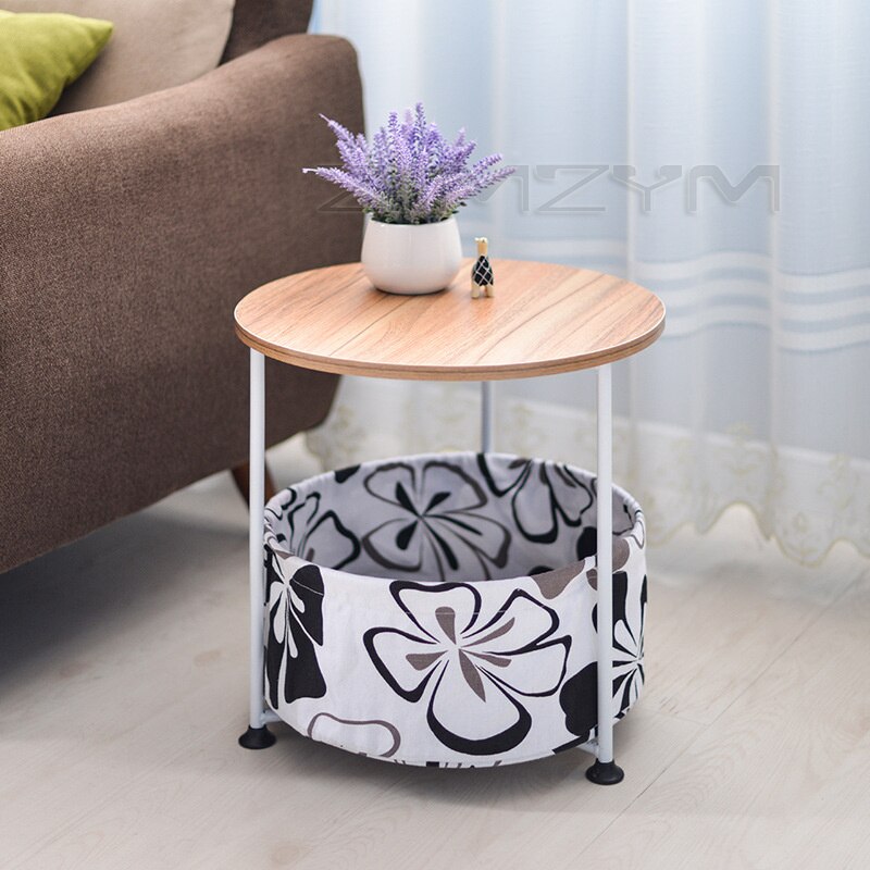 simple round coffee table living room telephone table mobile sofa small coffee table notebook table bedside table: B ancient oak