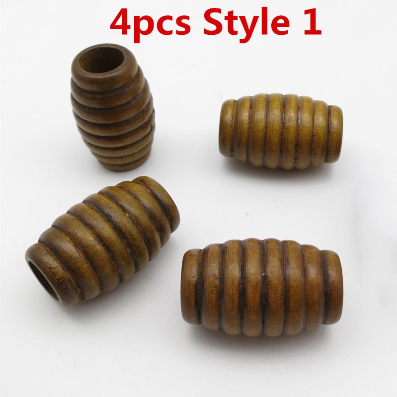 2 st -4 st spiralstil stort hål afrikanskt trähår flätat rädsla skägg dreadlock pärlor rör för tjejer kvinnor män tillbehör: 4 st stil 1