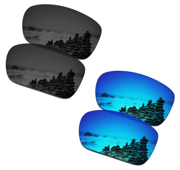 SmartVLT 2 Pairs Gepolariseerde Zonnebril Vervanging Lenzen voor Oakley TwoFace Stealth Zwart en Ijs Blauw: Default Title