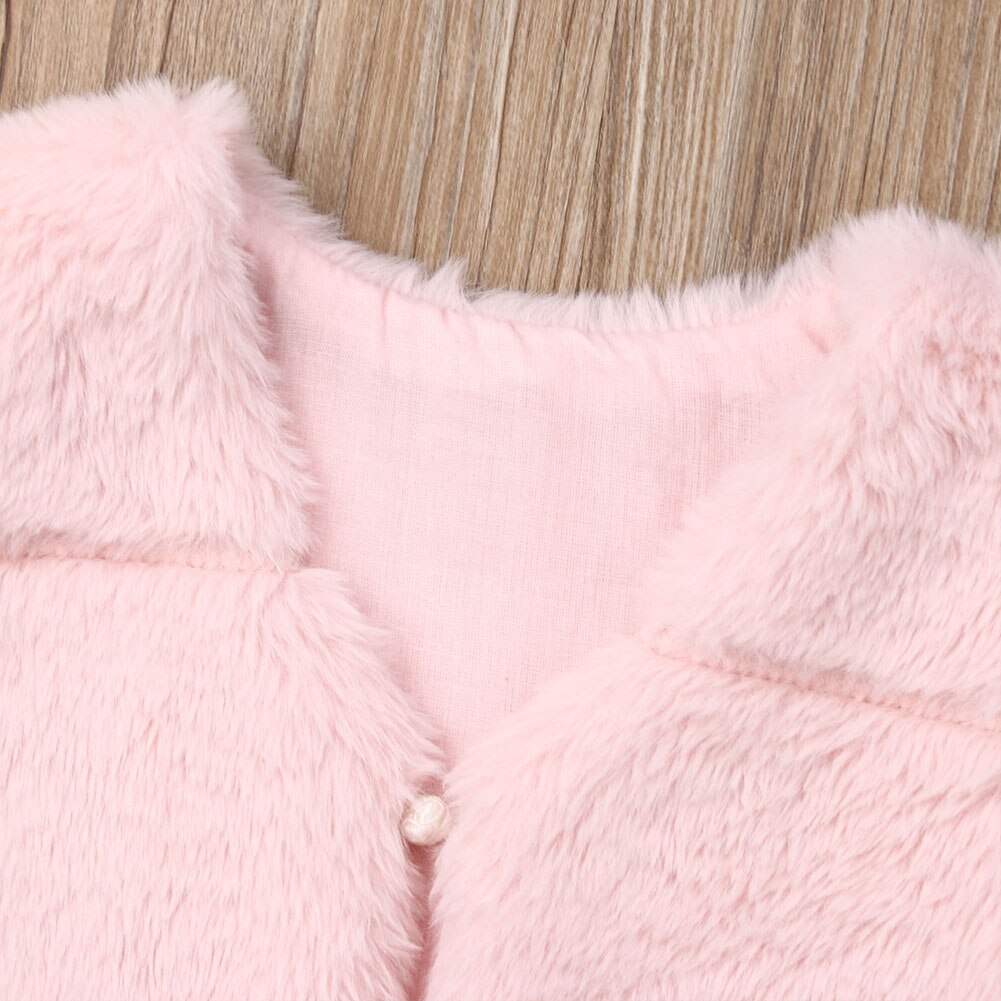 Flickor 0-3t barn faux pälsväst väst baby flicka varm vinterrock outwear jacka