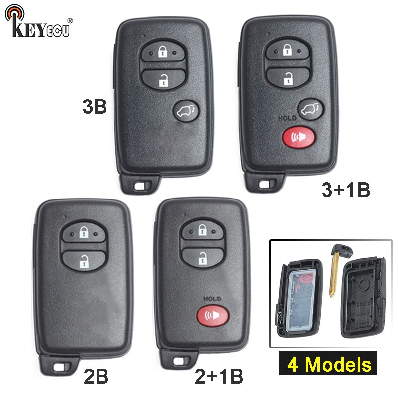 KEYECU für Toyota Prius Land Cruiser Ersatz Fernbedienung Auto Schlüssel Shell Fall Fob 2/3/2 + 1 /3 + 1 taste Mit Uncut Klinge HYQ14AAB Schwarz