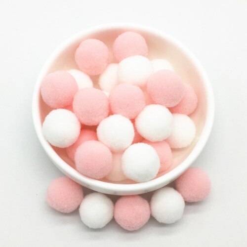 Ljusrosa vit pompom päls hantverk gör-det-själv mjuka pom poms hantverk pomponer boll bröllop dekor lim på tyg tillbehör 8mm to 30mm 20g: 20mm 0316