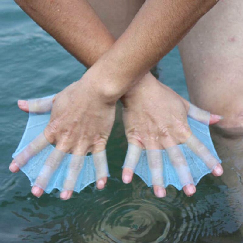 Schwimmen Hand Flossen Flossen Palme Finger vernetzt Handschuhe Paddel Wasser Sport 1 Paar unisex Frosch Typ Silikon Hüftgürtel