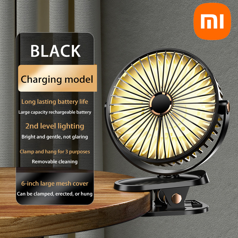 Xiaomi 8000mAh ventilateur à clipser 5 vitesses silencieux Rechargeable bureau Portable circulateur d'air ventilateur sans fil avec lumière LED pour le Camping: GRIS