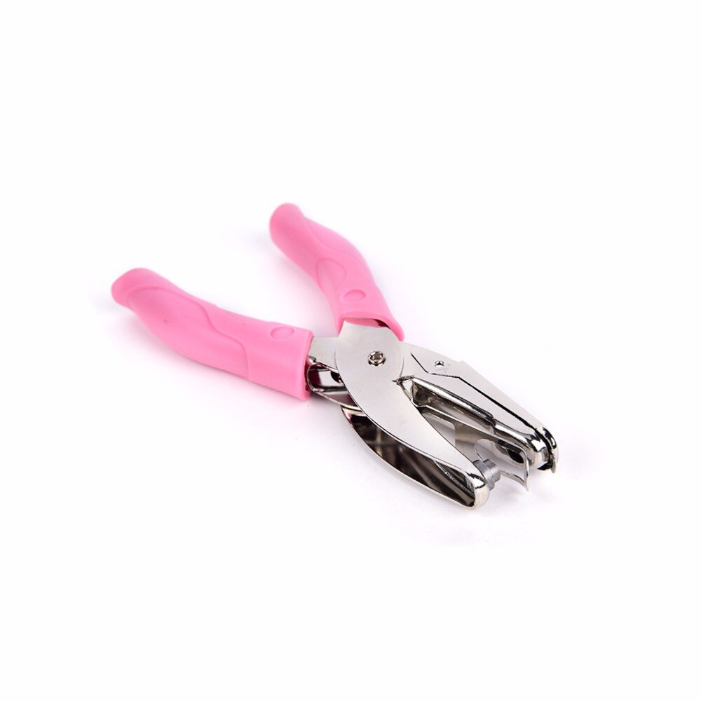 Hand-Held Cirkel Perforator Papier Punch Voor Wenskaart Scrapbook Notebook Puncher Hand Tool Met Roze Grip