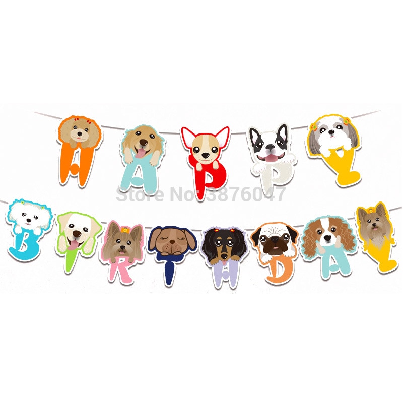 1set puppy banner hond thema verjaardagsfeestje decoraties hond party guirlande baby shower banners Hond Verjaardag Pawty supply