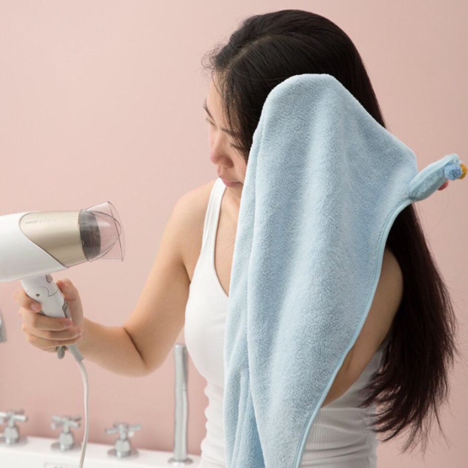 Queen Dry Hair Towel Microfiber Polyester Flannel Wisp Long Curly Head Bath Hand Turban for Adult Women Super Absorbent Quick