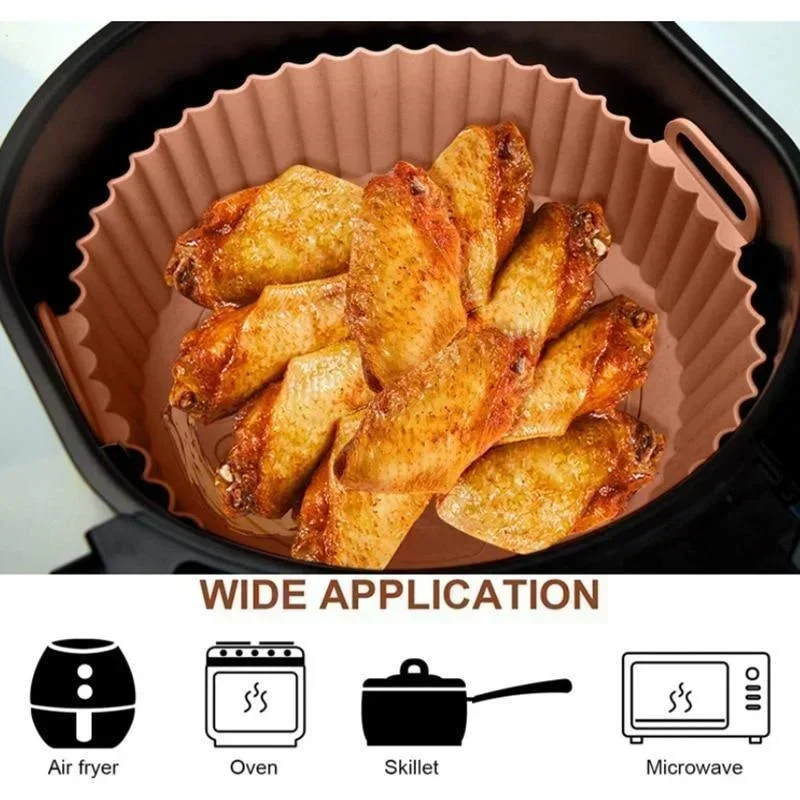 Silikoneinlagen für Luftfritteusen, Silikontopf für Luftfritteusen, wiederverwendbare Silikoneinlagen für Luftfritteusen, lebensmittelechtes, antihaftbeschichtetes Zubehör für Luftfritteusen
