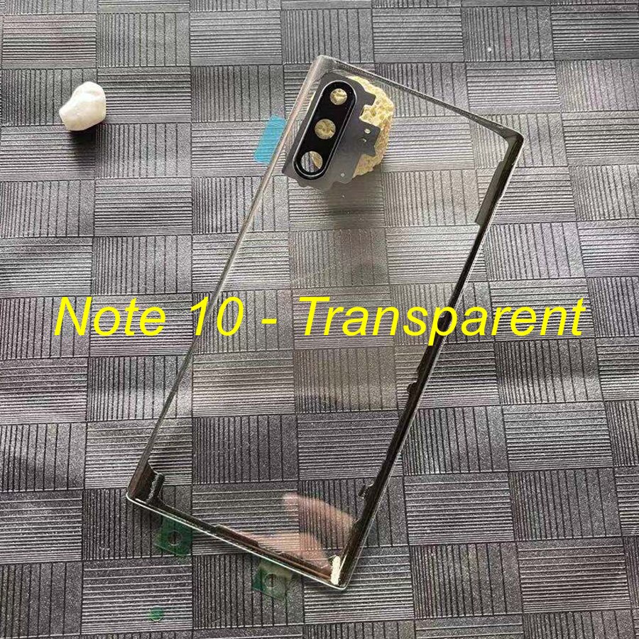 Clear Cover For Samsung Galaxy S8 S9 Plus S10 5G Back Battery Cover Rear Housing Door Glass Panel With Camera Lens Replacement: Note10-Transparent