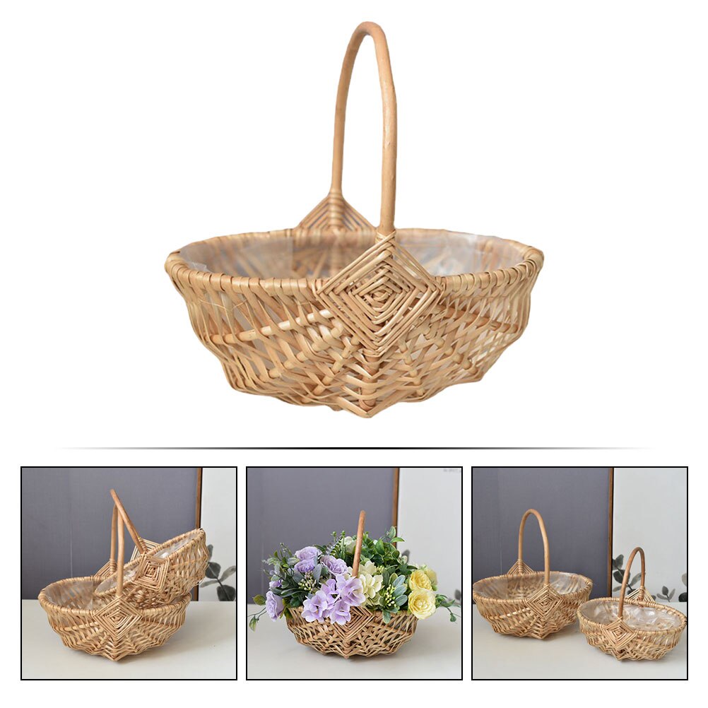 Decorative Flower Basket Portable Wicker Basket Flower Shop Packaging Basket
