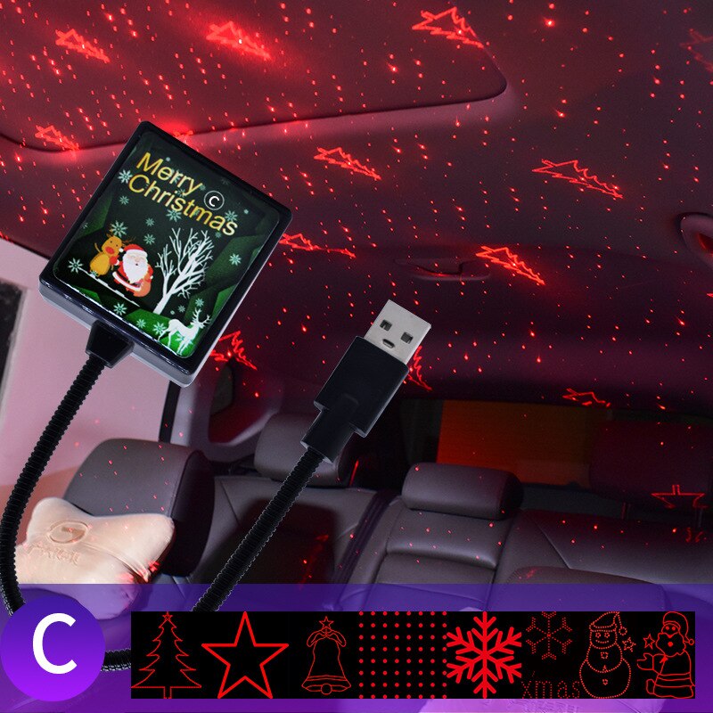 Christmas USB port Christmas projection lights Indoor car projector lights Christmas decoration atmosphere lights