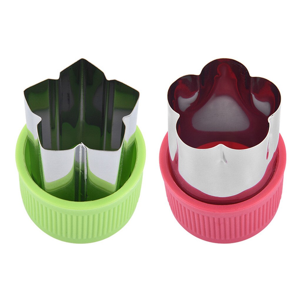 2Pcs Fruit Fondant Cake Cookie Plunger Mould Vegetable Carrot Cucumber Apple Slicer Mold Cutter Star Shape Dough Baking Tool: b