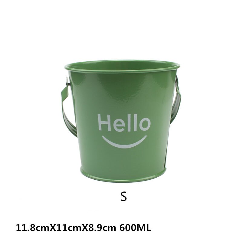 Secchiello per il ghiaccio patatine fritte secchiello piccolo caffetteria Bar Party creativo Mini secchiello per il ghiaccio patatine fritte barile ferro: Hello-Green-S