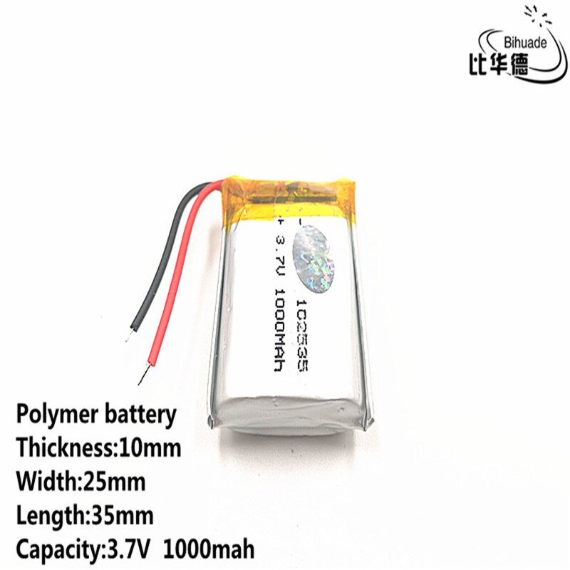 Good Qulity Liter energy battery 3.7V,1000mAH 102535 Polymer lithium ion / Li-ion battery for tablet pc BANK,GPS,mp3,mp4