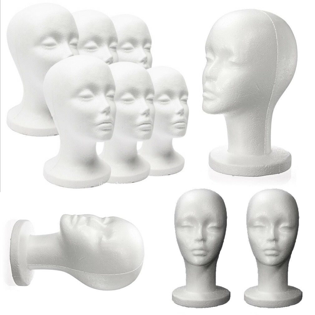 Styrofoam Foam Mannequin Female Head Model Dummy Wig Glasses Hat Display Stand