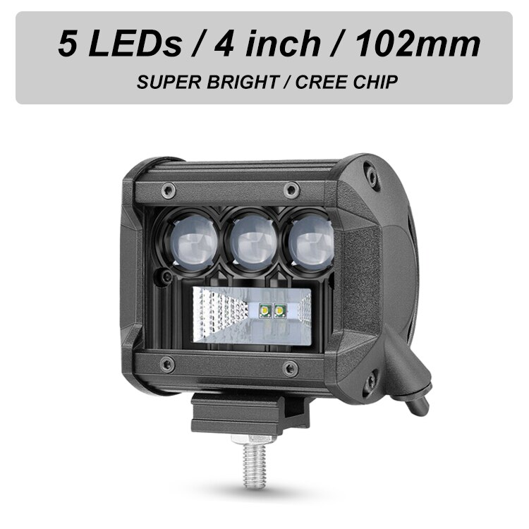 Nlpearl-Barra de luz Led de trabajo 5D CREE, 50W, 100W, 200W, para todoterreno, Jeep 4x4, ATV, camión, tractores, 12V, 24V: 1pcs-5led-50W
