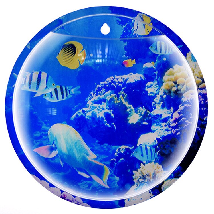 Wall Mounted Hanging Fish Tank Aquarium With Background Acrylic Fish Bowl Fish Tank Flower Plant Vase Home Decoration: Sea / 29.5 cm