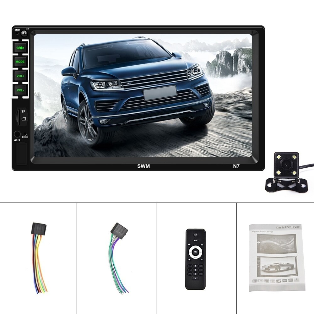 Autoradio 7" Double 2 DIN Head Unit Car Stereo MP5 Player Touch Screen Radio FM/USB/AUX: with 4led cam