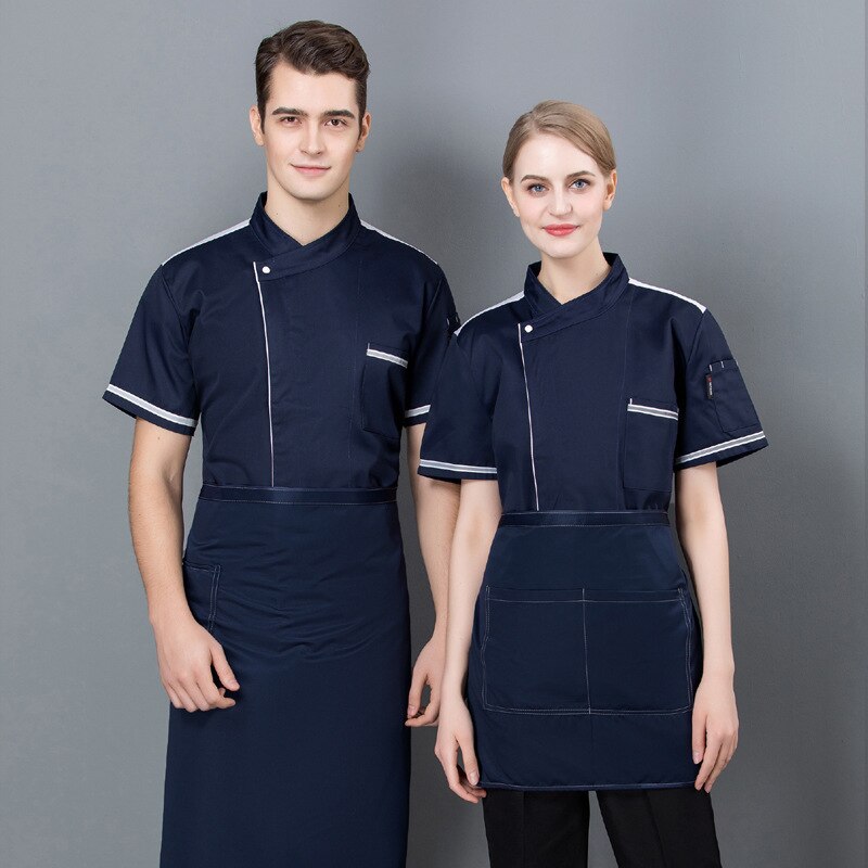 Kjøkken kokk uniform kortermet restaurant kokkens halverme verktøy uniform hvit kjøkkenklær om sommeren