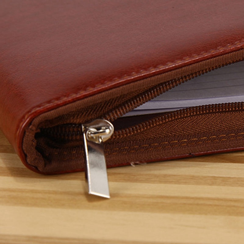 A4 Map Multifunctionele Draagbare Rits Zak Beheer Clip Voor Met Rekenmachine Bedrag Premium Lederen Notepad
