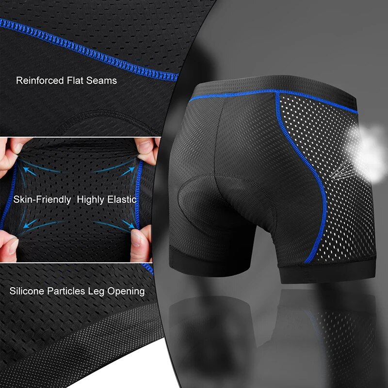 Ropa interior de Ciclismo de X-TIGER para hombre, pantalones cortos con almohadilla de Gel transpirable 5D, antideslizantes, empuñaduras de piernas