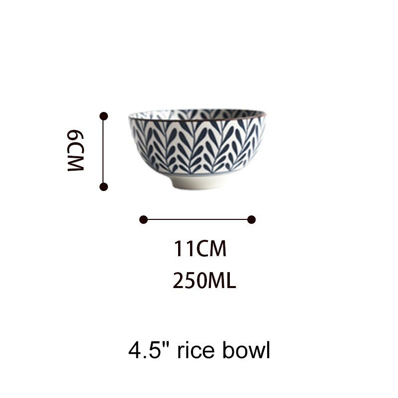 Vaisselle en céramique de style japonais, assiette de ménage, assiette ronde, bol à soupe pour salade AKUHOME: 4.5 inch bowl