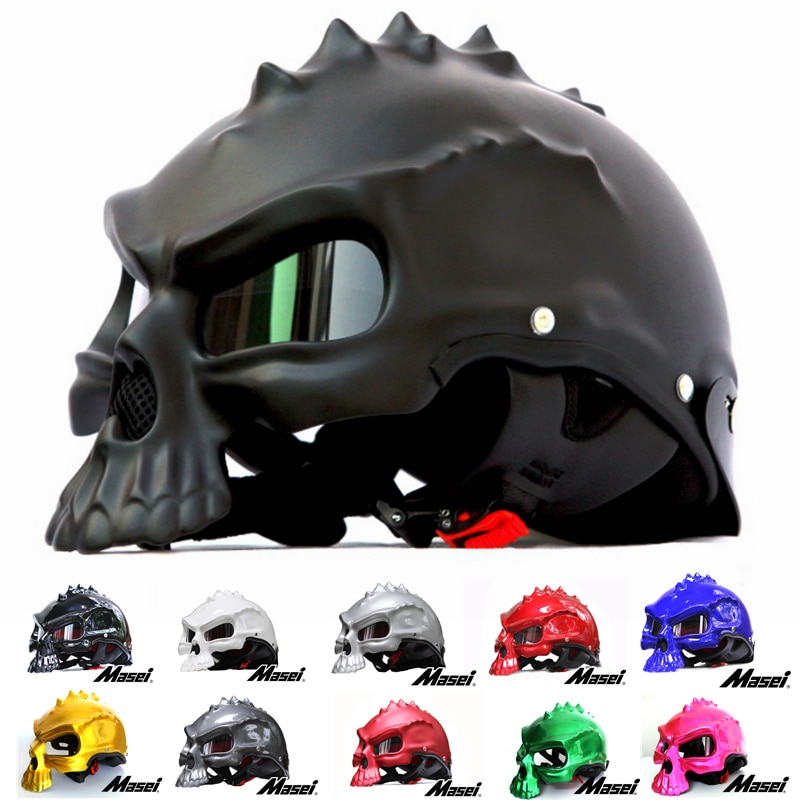 489 Dual Verwenden Schädel Maske Motorrad Helm Capacete Casco Neuheit retro Casque Motorrad Halbe Gesicht Rolle Helm