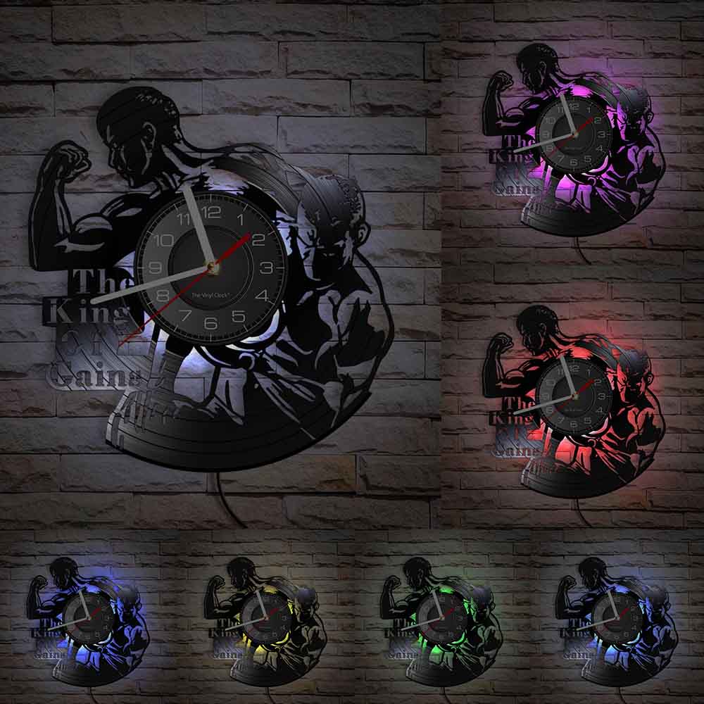 Horloge murale d&#39;entraînement en vinyle, décor de salle de sport, de Garage, de musculation, pour culturistes, de Fitness: With LED