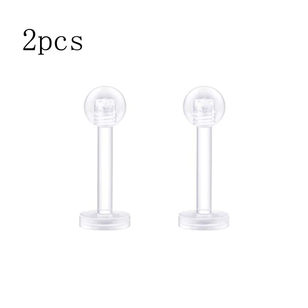 Clear Kraakbeen Earring Piercing Vazallen Flexibele Acryl Helix Hoop Neus Lip Stud Wenkbrauw Tragus Septum Hoefijzer Ring Paars: A Lip 2pcs