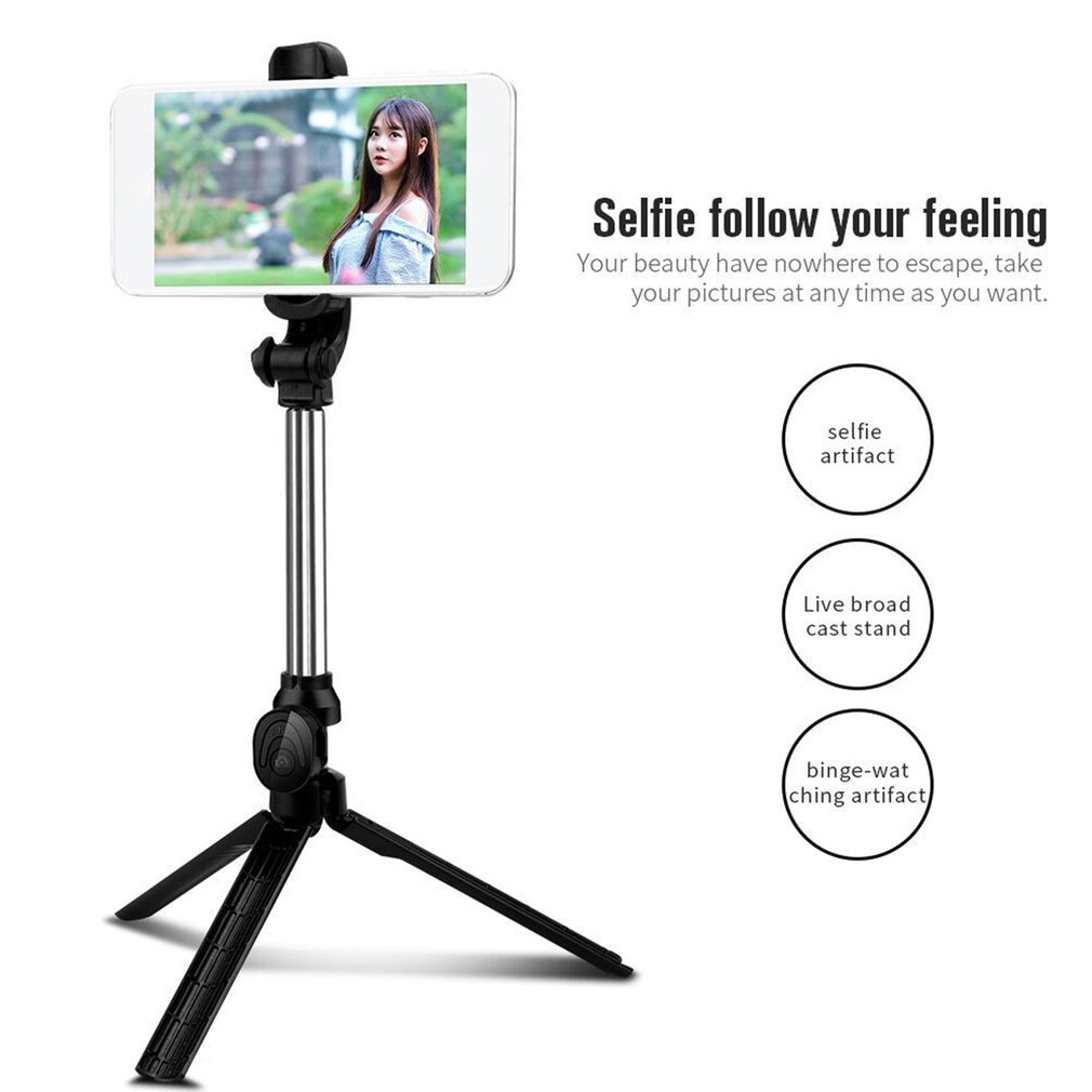 Tripod Selfie Stick Mobile Phone Vertical And Horizontal Video Selfie Stick Handheld Folding Phone Clip 270 degree rotation