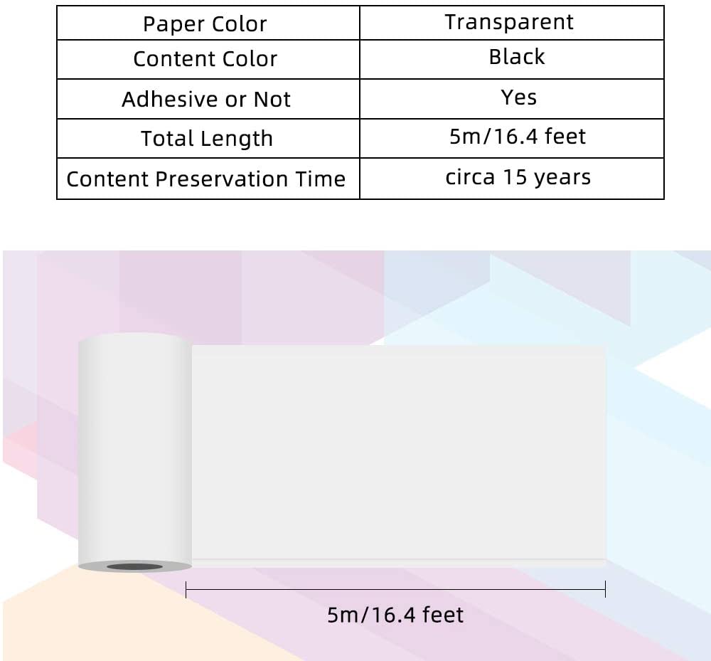 Phomemo Self-Adhesive Photo Paper Transparent Thermal Paper for Phomemo M02/M02S/M02 Pro Printer Printable Sticker Label Paper