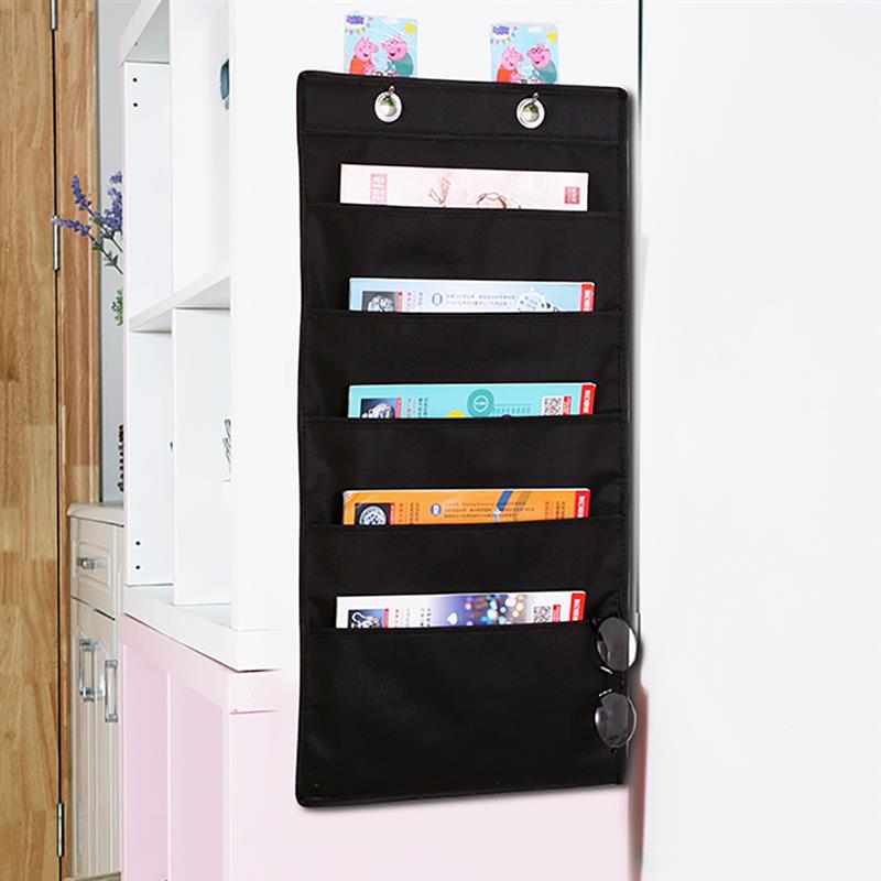 Oxford Cloth Storage Pocket Chart Hanging File Folding Holder Cascading Fabric Organizer For Office And School Room Black