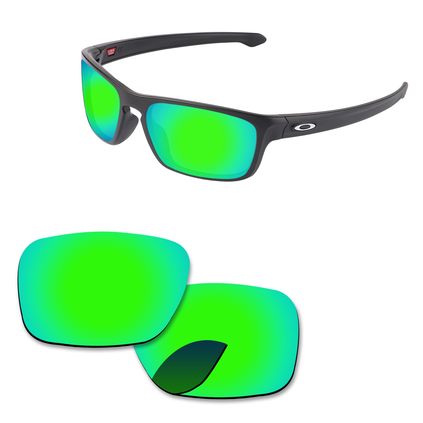 Alphax Ersatz Linsen für-Oakley Splitter Stealth OO9408 Sonnenbrille Polarisierte-Mehrere Optionen: Emerald Green