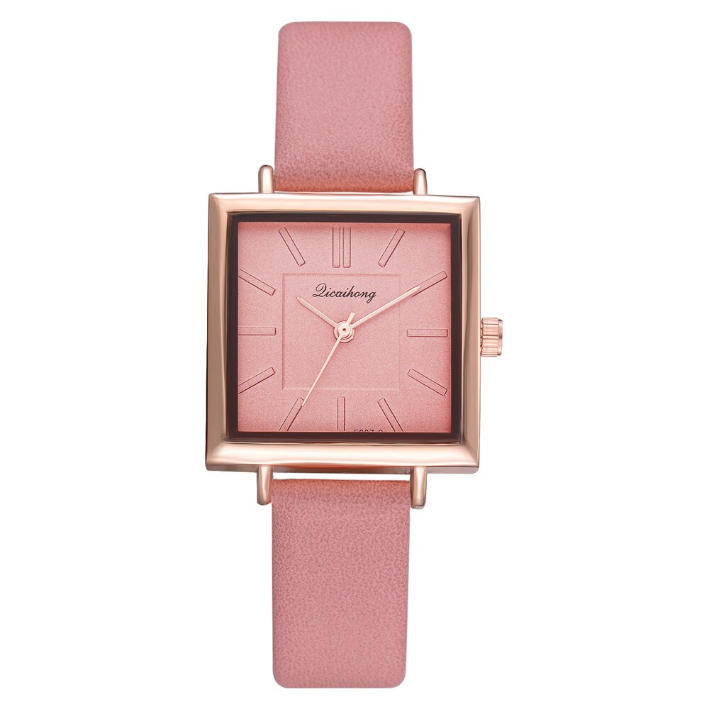 Top Brand Women Wrist Bracelet Watch Contracted Leather Crystal WristWatches Women Dress Ladies Quartz Clock Zegarek Damski: Pink