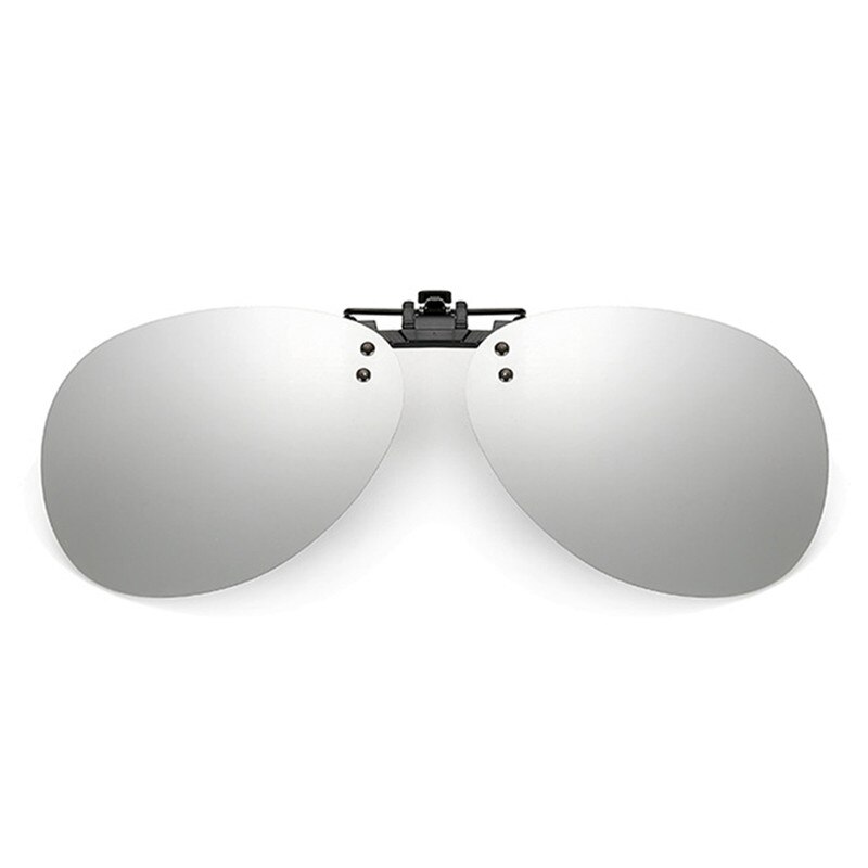 Convenient Polarized Clip-on Night Vision Pilot Fishing Sunglasses Flip-up Len Cycling Driving Glasses#288216: white