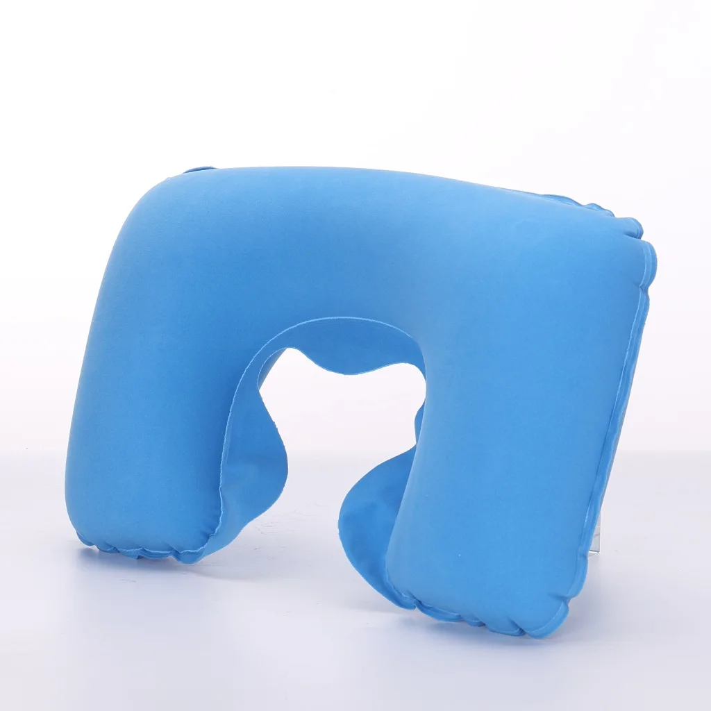 1/3/4Pcs Travel Pillow Car Air Flight Office Inflatable Neck Pillow Short Plush Cover PVC Support Headrest Soft Nursing Cushion: WHITE