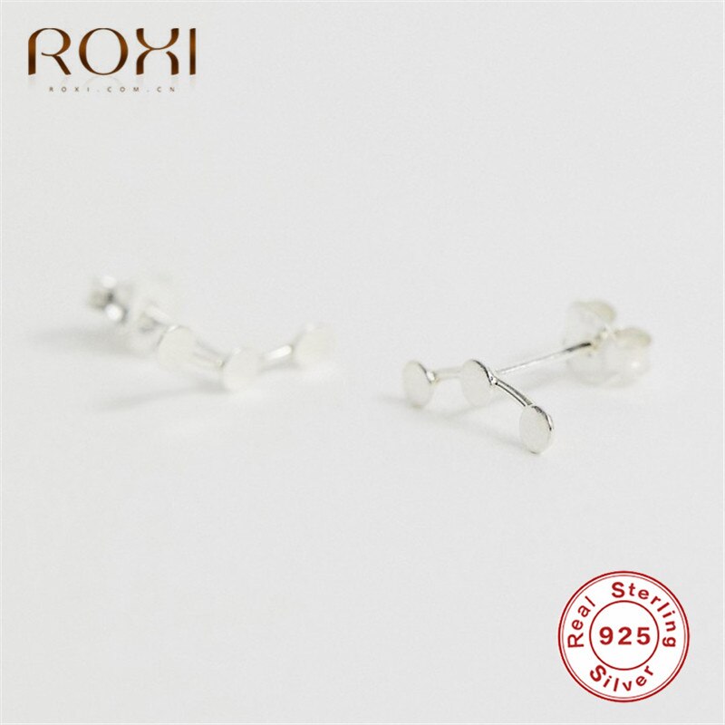 ROXI Echt 925 Sterling Silber Ohrringe Einfache Runde Punkte Stud Ohrringe für Frauen Sterling-silber-schmuck Brincos Ohr kletterer