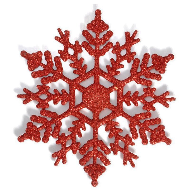24 Stuks Glitter Sneeuwvlok Kerst Ornamenten Xmas Tree Opknoping Decoratie, 12 Stuks Silver & 12 Stuks Rood