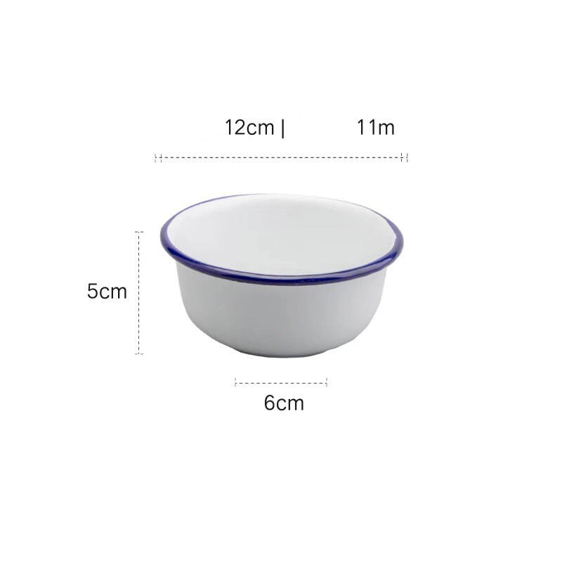 Japanese Ceramic Red and Blue Edge Enamel Bowl Household Large Rice Bowl Soup Noodle Dessert Bowl Kitchen Tableware: 350ml Blue