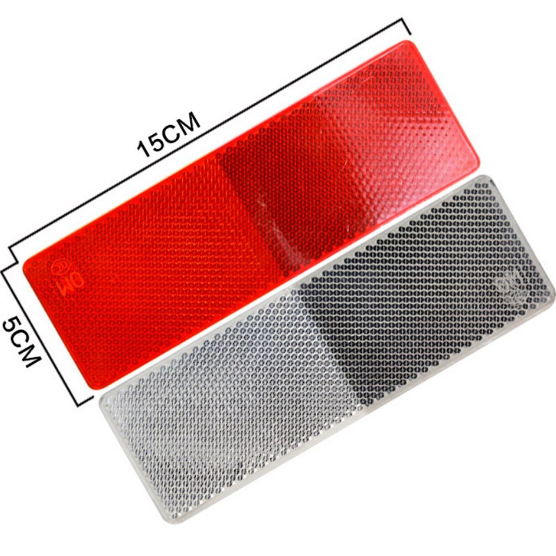 2Pcs High Visibility Car Reflective Reflector 5cm*15cm Plastic Night Safety Warning Adhesive Plate Sign for Bike Truck Trailer