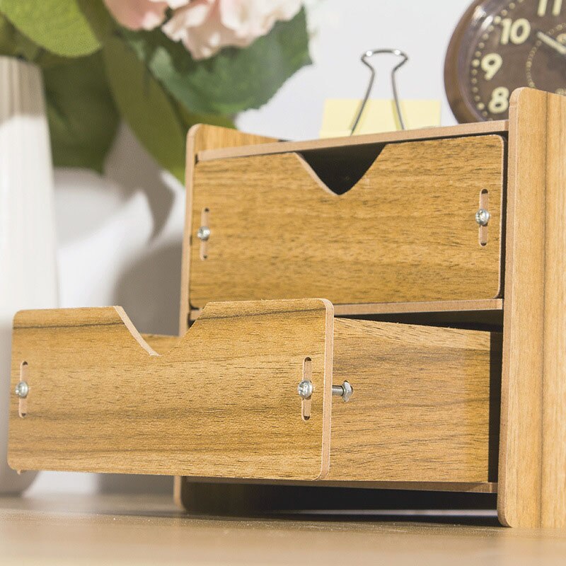 DIY Wooden Multi-layer Drawer Desk Set Wood Board Storage Box Desktop Finishing Tool Drawer Organizer Office Home Supplies
