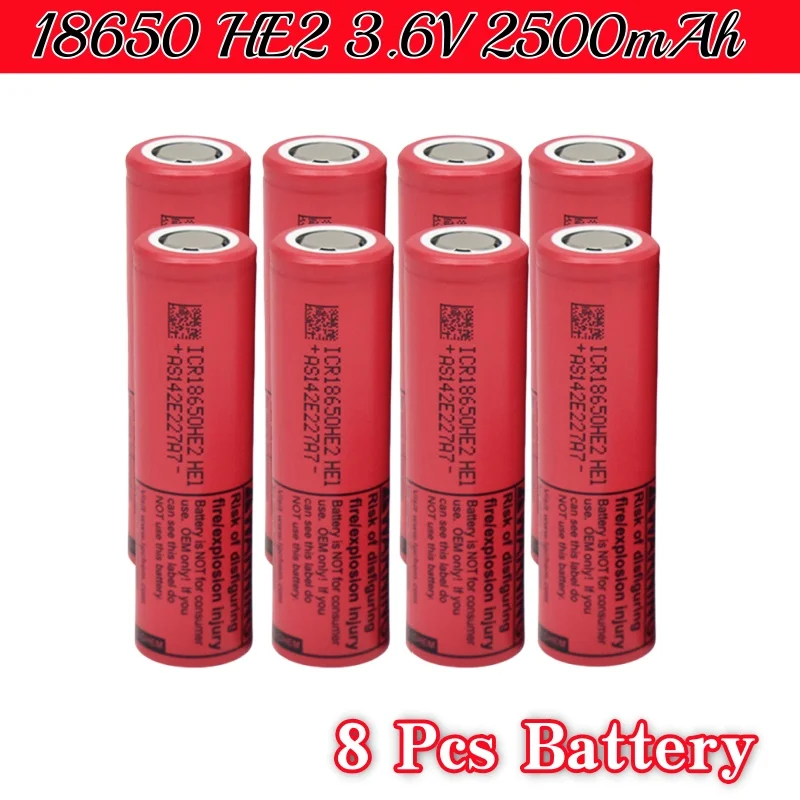18650 HE2 Akumulator 3,6 V 2500 mAh ICR18650-HE2, używany do różnych produktów elektronicznych, zabawek Z ładowarką USB: SZARY