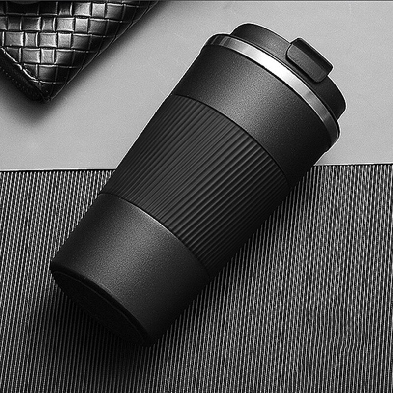 Double Stainless steel Coffee Mug Thickened Big Car Thermos Mug Travel Thermo Cup Thermosmug For 510/380ML Thermos Flask: 380ml / black