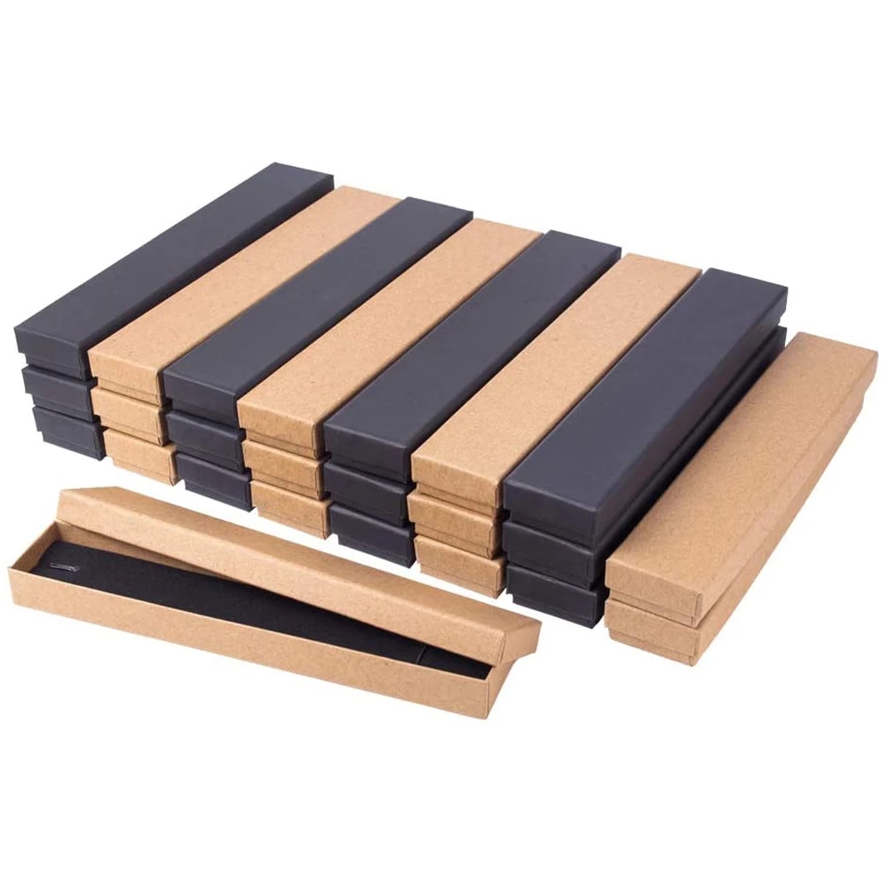 12 pcs 21x4x2cm Rectangle Cardboard Jewelry Set Box for Ring Necklace boxes for jewellery packaging with Sponge inside F70