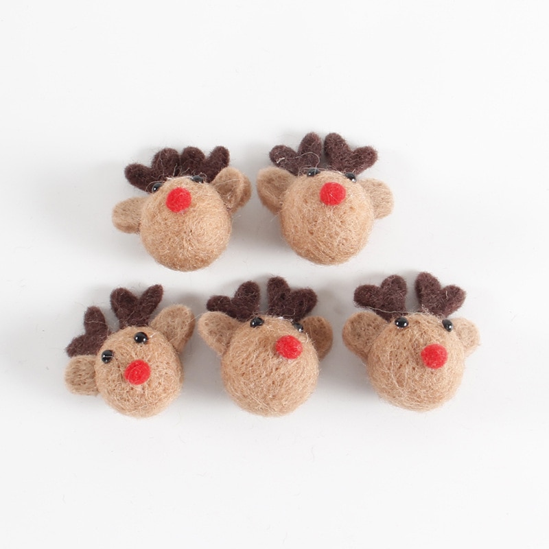 Kit de lana de fieltro para artesanías, Mini animales de zanahorias, broches decorativos para niños, de Navidad, accesorios de decoración de cinta para el pelo para niños
