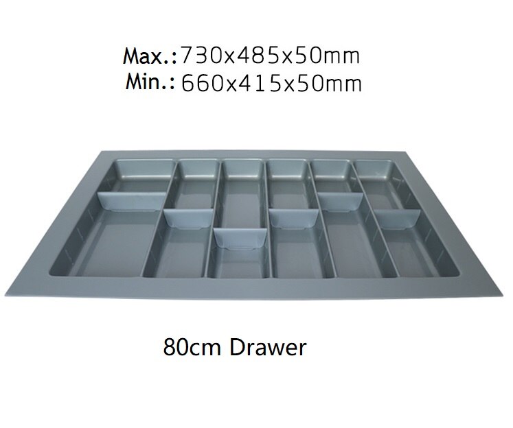 70cm-100cm Sizing ABS Plastic Cuttable cutlery tray insert Inserts utensil holder fitted kitchen drawer box: 80cm divider