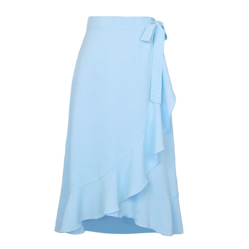Long Skirts For Womens Summer Lace Up Ruffles Solid Color High Waist Bodycon Skirt Female Casual Chiffon Skirt