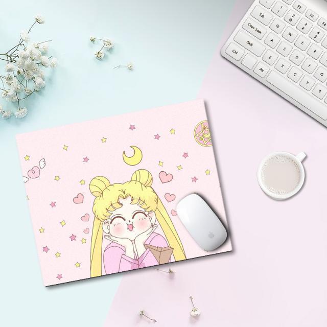 Kawaii podkładka pod mysz śliczne podkładka pod mysz Kawaii podkładka na biurko do gier biurko maty Gamer okrągły kwadrat Deskpad dla Office Home komputer stancjonarny: 260x210x3mm 09