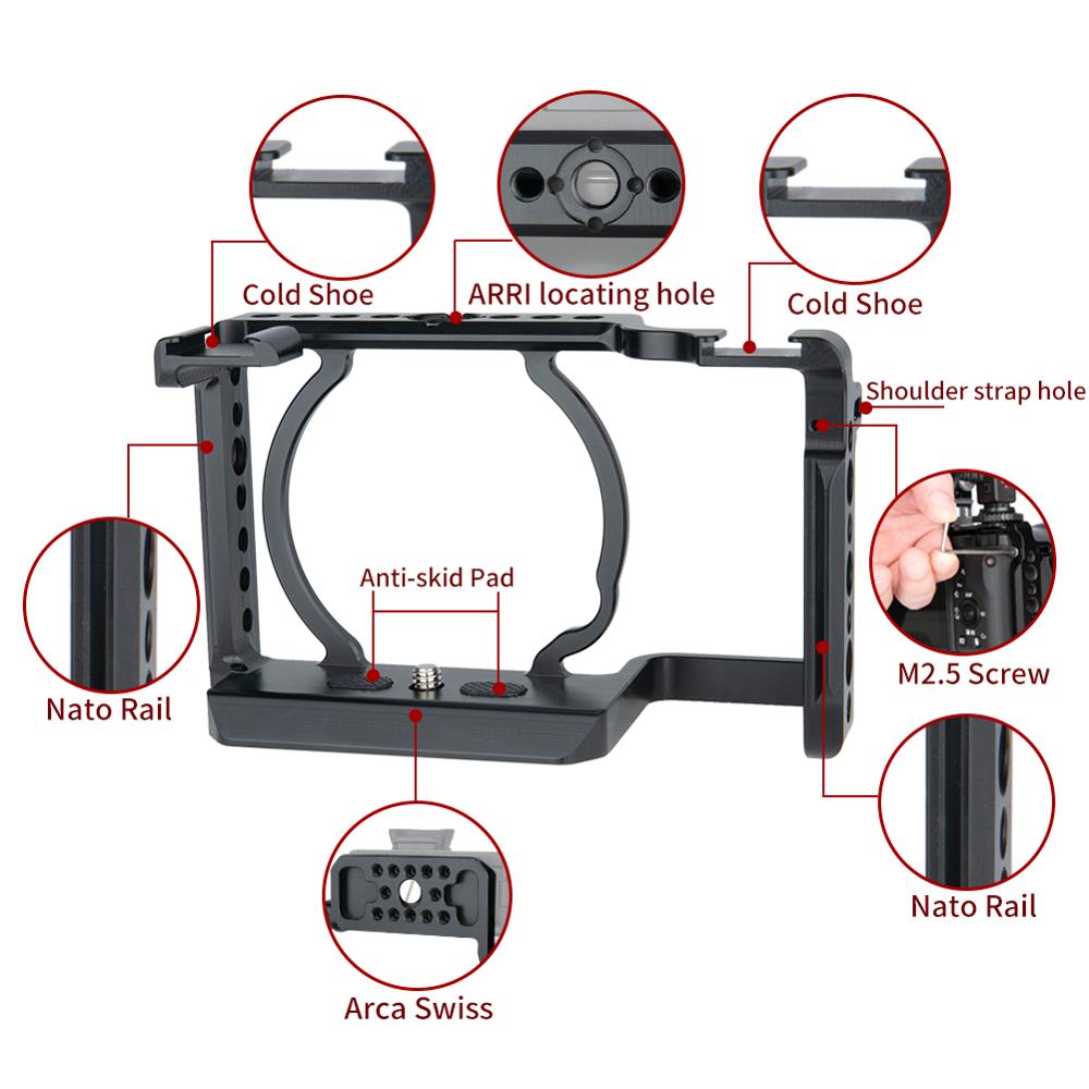 Niceyrig A6600 Gewijd Camera Kooi Met Koud Schoen 1/4 &quot;Draad Gaten Multifunctionele Stabilizer Voor Sony A6600